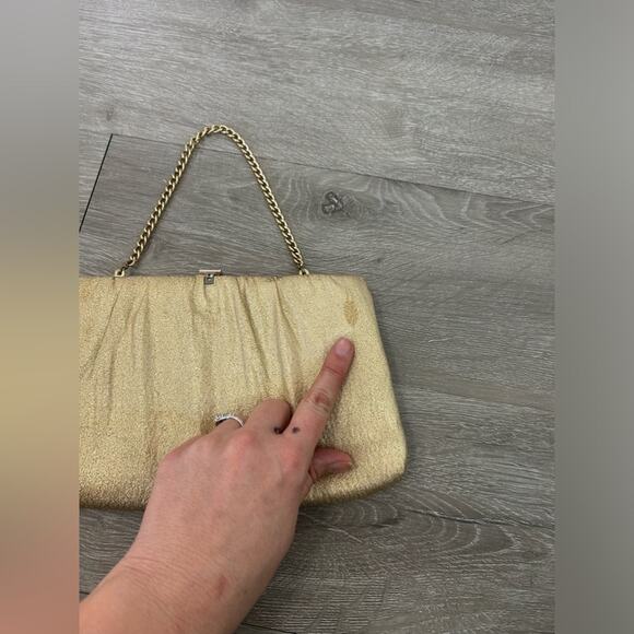 Vintage - formal Clutch- gold- some staining - metallic- chain- purse - Picture 2 of 9